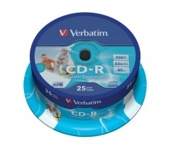  Płyty CD-R Verbatim 52x 700MB (Cake 25) WIDE PRINTABLE
